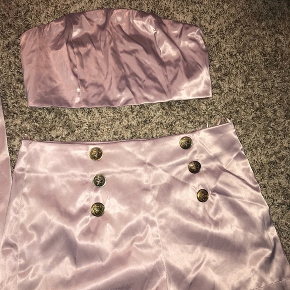 Fashion nova lavender satin business short set - Picture 2 of 6